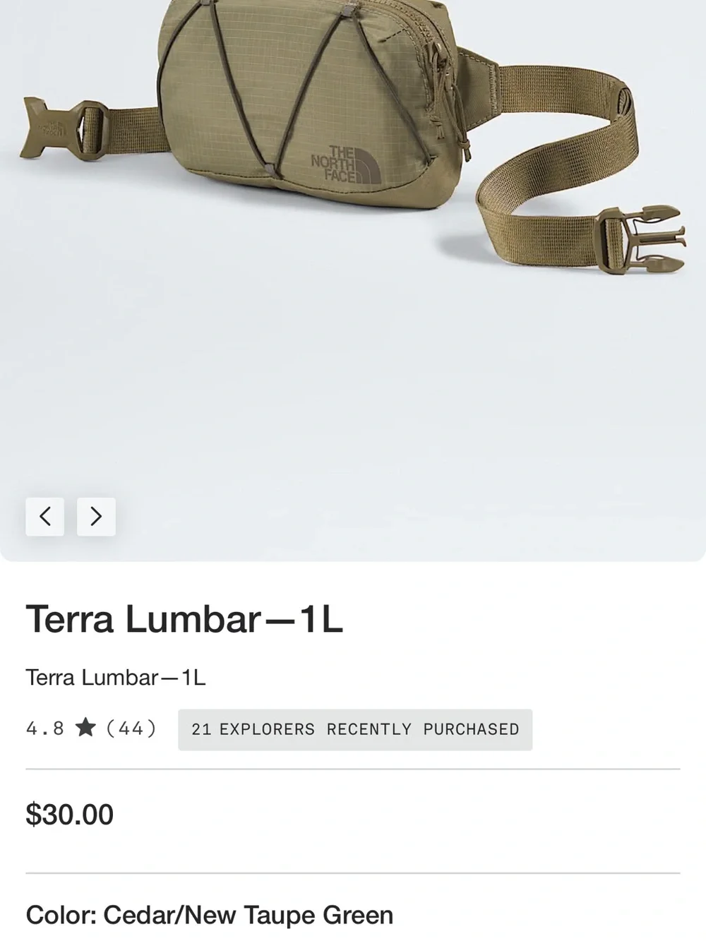 The North Face 2026 NWT Terra Lumbar Olive Cedar Belt Pack